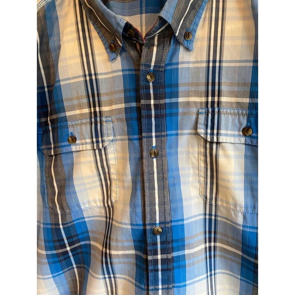 The North Face Shirt Plaid Men XXL Button Up Double Pockets Cotton Blend sku1